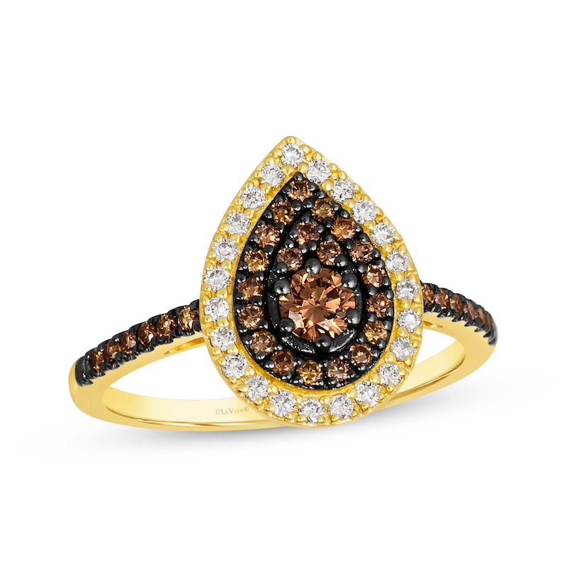 Le Vian Diamond Halo Ring 5/8 ct tw Yellow Gold Plated