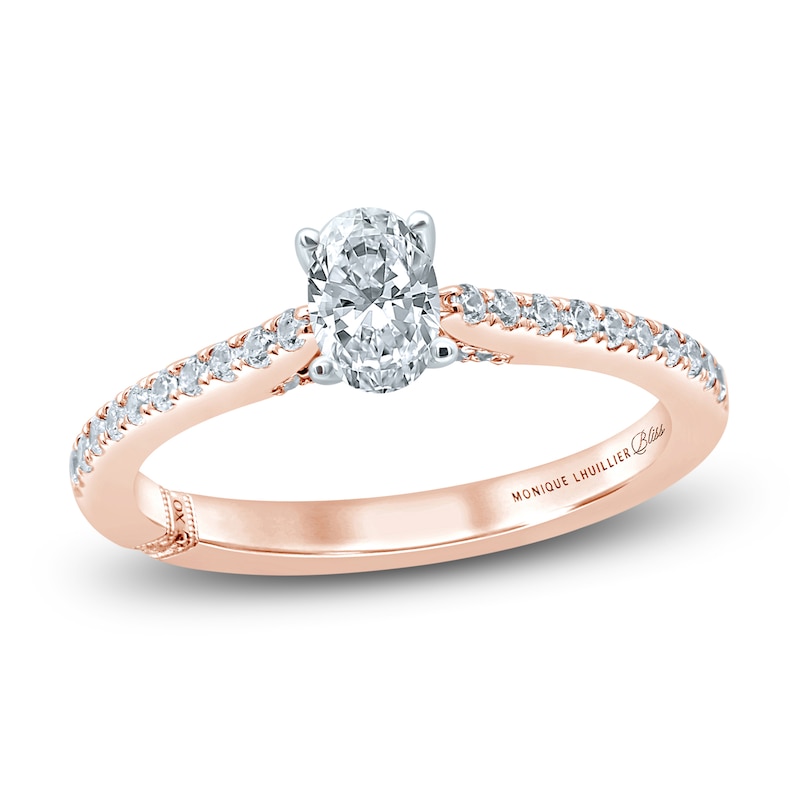 Monique Lhuillier Bliss Diamond Engagement Ring 5/8 ct tw Oval & Round-cut Two-Tone Gold Plated