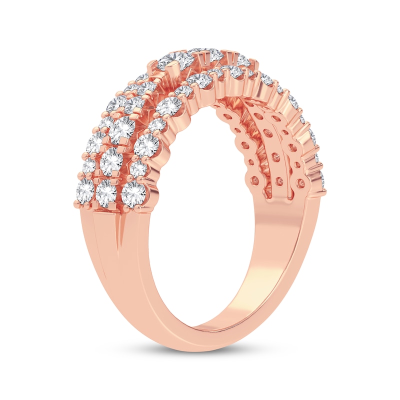 Diamond Triple-Row Anniversary Band 1 ct tw Round-cut Rose Gold Plated