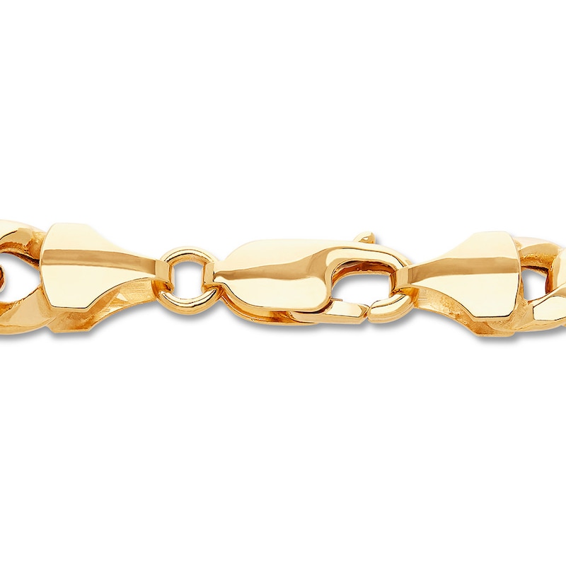 Hollow Cuban Curb Chain Bracelet Yellow Gold Plated 8.5"
