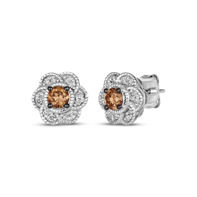 Le Vian Chocolate Diamond Stud Earrings 7/8 ct tw Vanilla Gold Plated