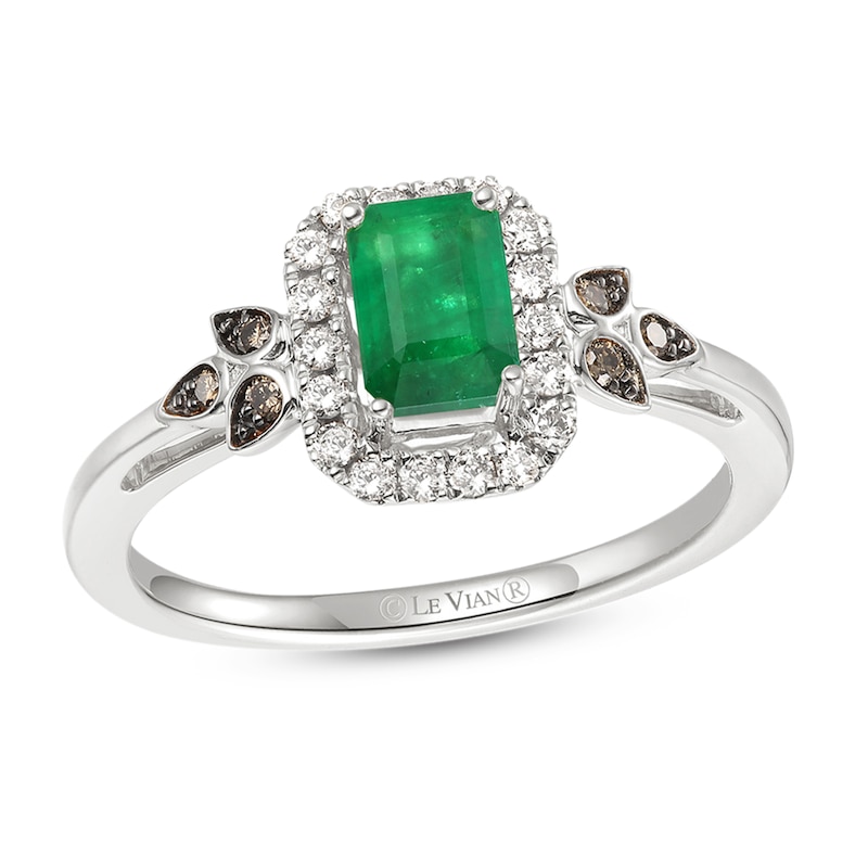 Le Vian Emerald Ring 1/6 ct tw Diamonds Vanilla Gold Plated