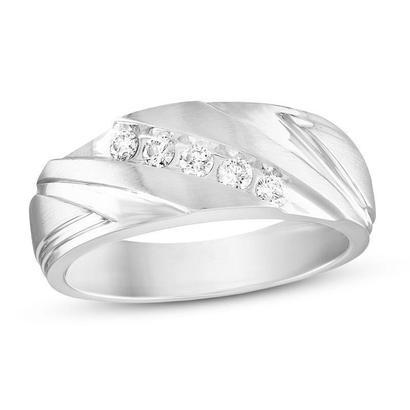 Men's Diamond Wedding Band 1/4 ct tw Round-cut White Gold Plated