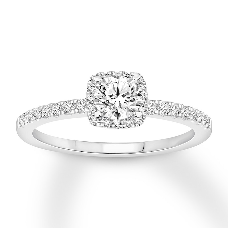 Diamond Engagement Ring 5/8 ct tw Round-cut White Gold Plated