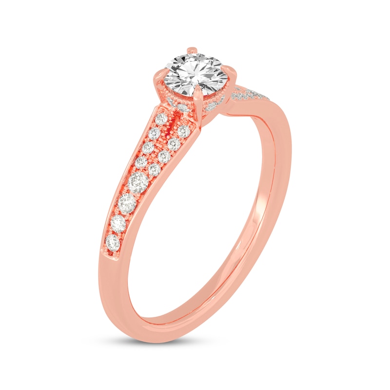 Round-Cut Split-Shank Engagement Ring 3/4 ct tw Rose Gold Plated