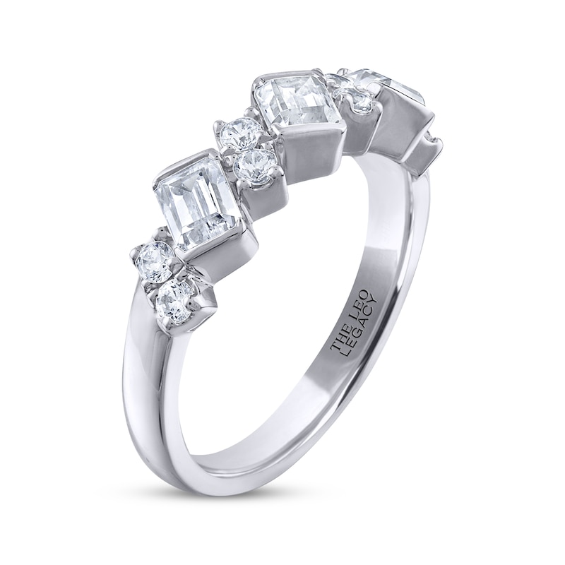 THE LEO Legacy Lab-Created Diamond Emerald & Round-Cut Anniversary Band 1-1/4 ct tw White Gold Plated