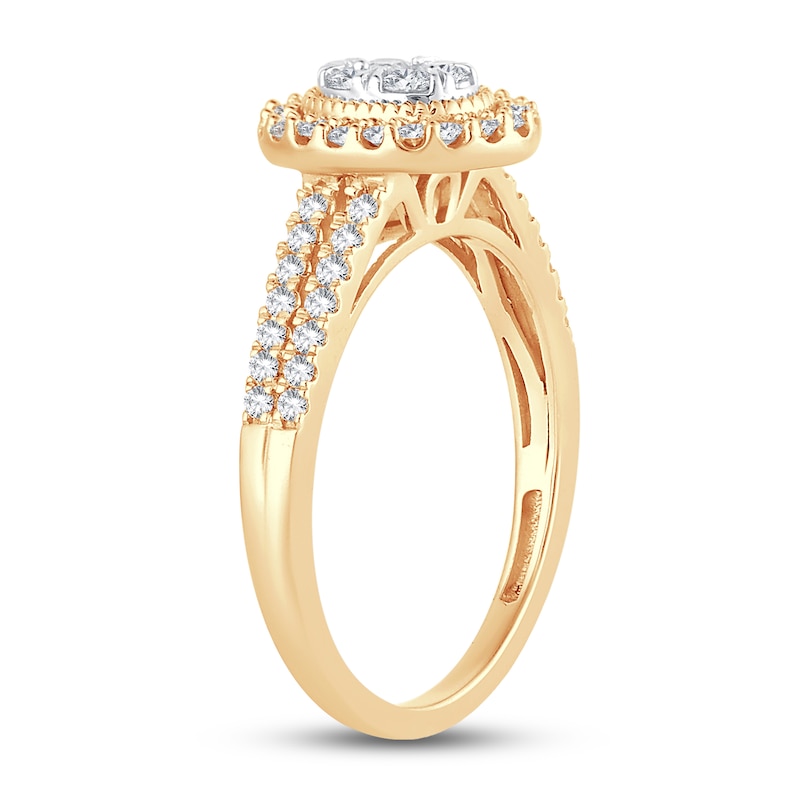 Multi-Diamond Engagement Ring 1/2 ct tw Round-cut Yellow Gold Plated
