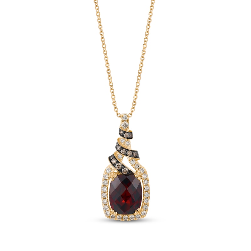 Le Vian Garnet Necklace 3/8 ct tw Diamonds Honey Gold Plated 19"