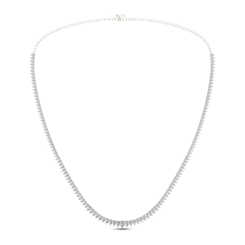 Diamond Riviera Necklace 7 ct tw Pear-Shaped White Gold Plated 18"