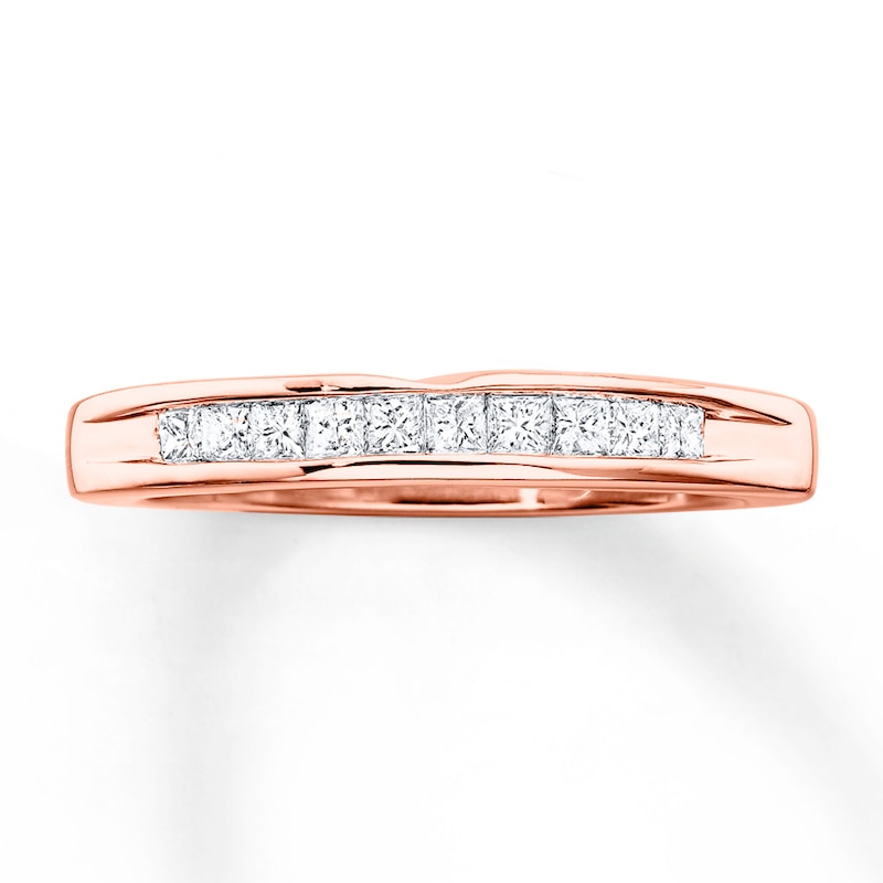 Diamond Wedding Band 1/4 ct tw Princess-cut Rose Gold Plated