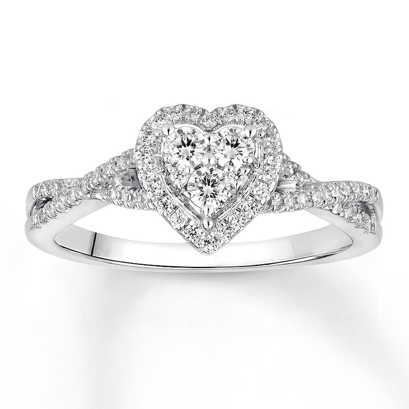 Diamond Engagement Ring 3/8 ct tw Round-cut White Gold Plated