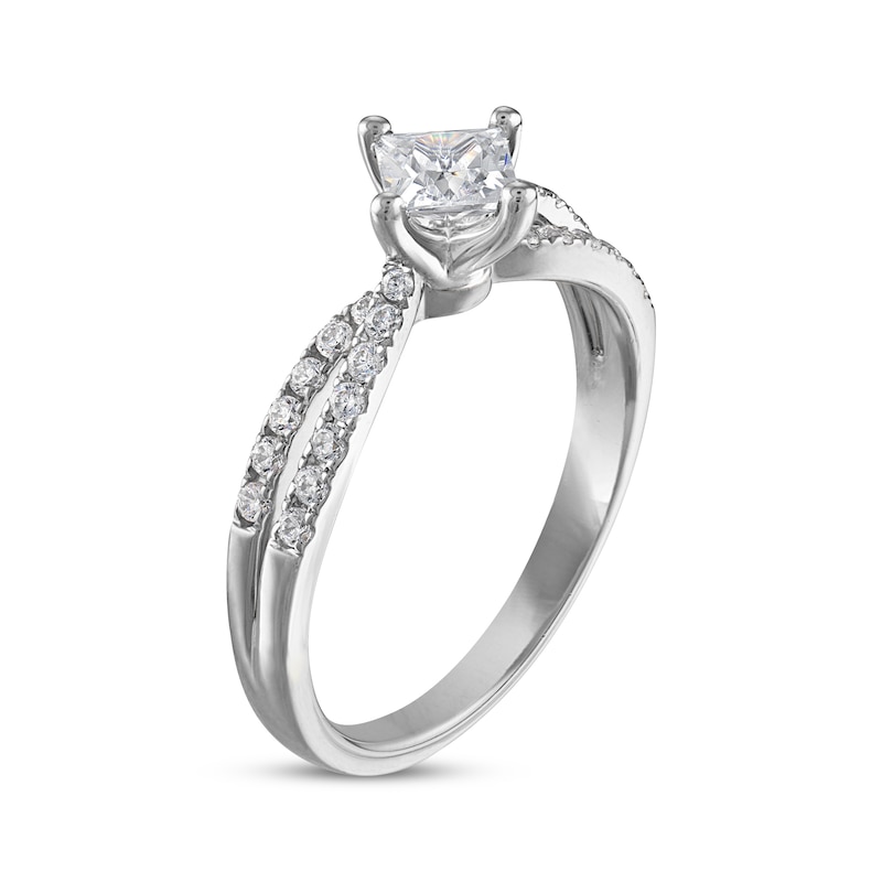 Princess-Cut Diamond Split Shank Engagement Ring 3/4 ct tw White Gold Plated