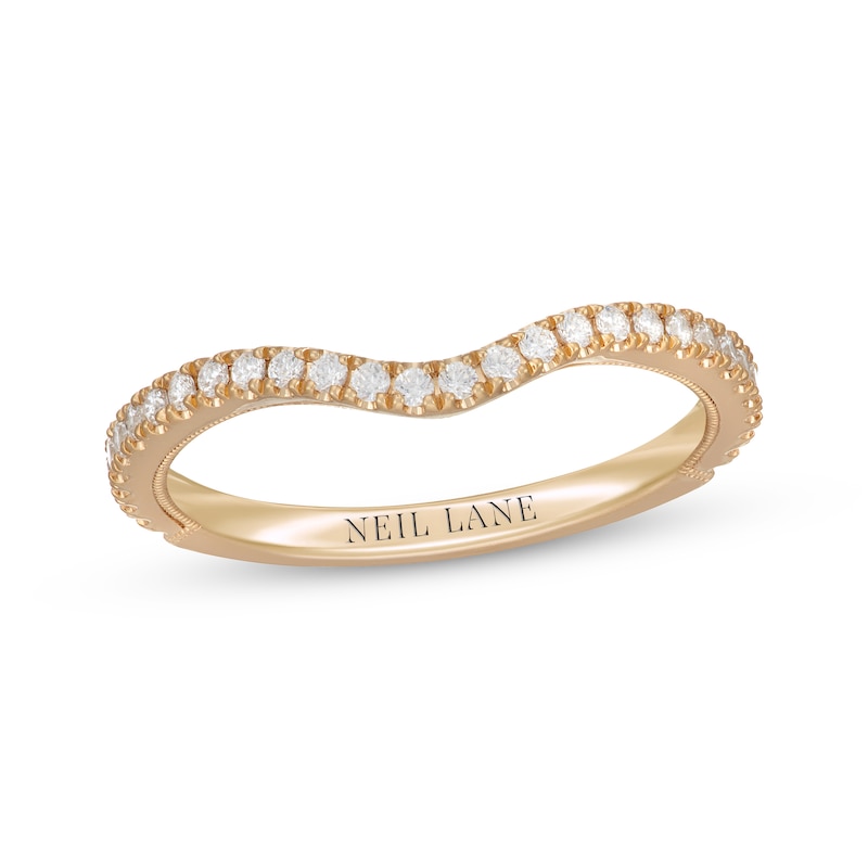 Neil Lane Diamond Contoured Wedding Band 1/4 ct tw Yellow Gold Plated