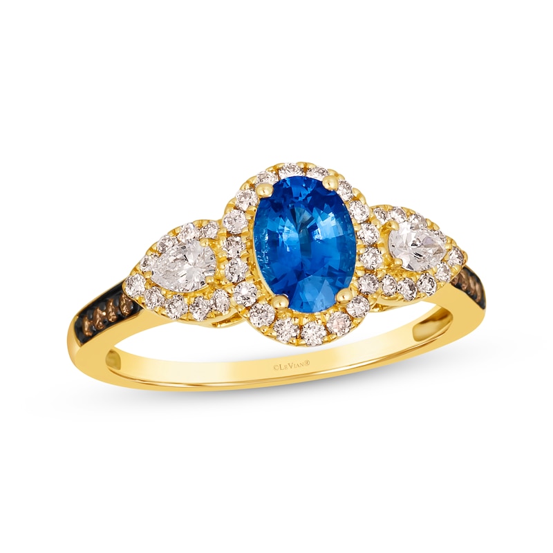 Le Vian Sapphire Ring 1/2 ct tw Diamonds Honey Gold Plated