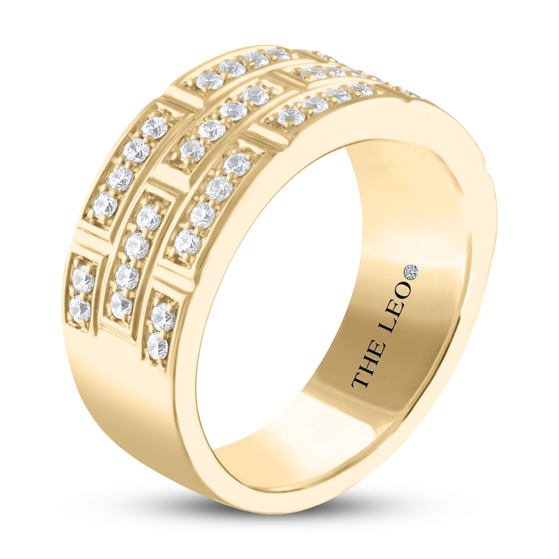 Men's THE LEO Diamond Wedding Band 3/4 ct tw Round-cut Yellow Gold Plated