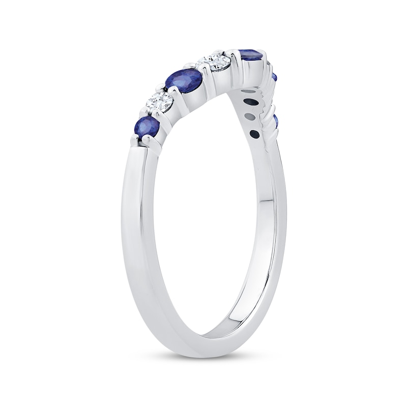 Diamond & Sapphire Contoured Anniversary Band 1/5 ct tw White Gold Plated
