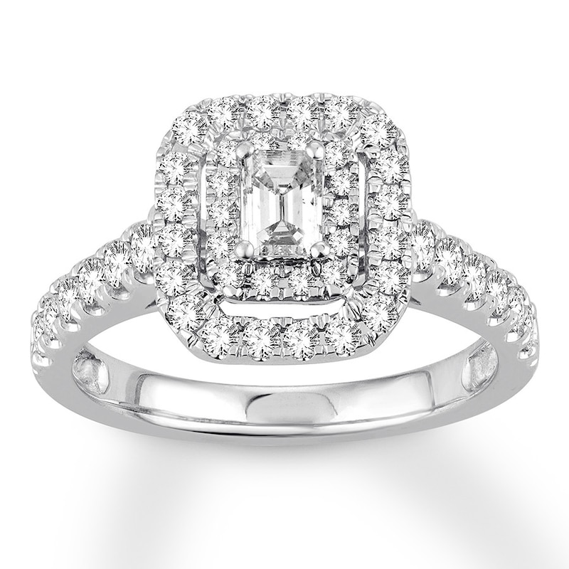 Emerald-Cut Diamond Engagement Ring 1 ct tw White Gold Plated