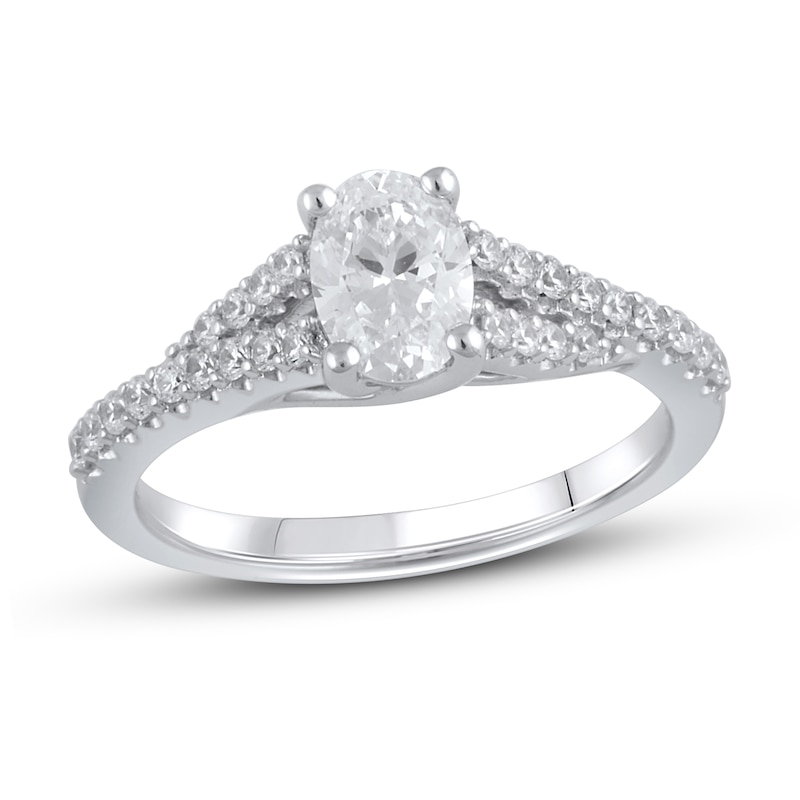 Lab-Created Diamonds by Oval-Cut Engagement Ring 1-1/4 ct tw White Gold Plated
