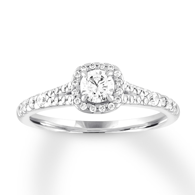 Diamond Engagement Ring 5/8 ct tw Round-cut White Gold Plated