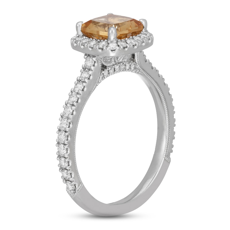 Neil Lane Cushion-cut Citrine Engagement Ring 5/8 ct tw Diamonds White Gold Plated