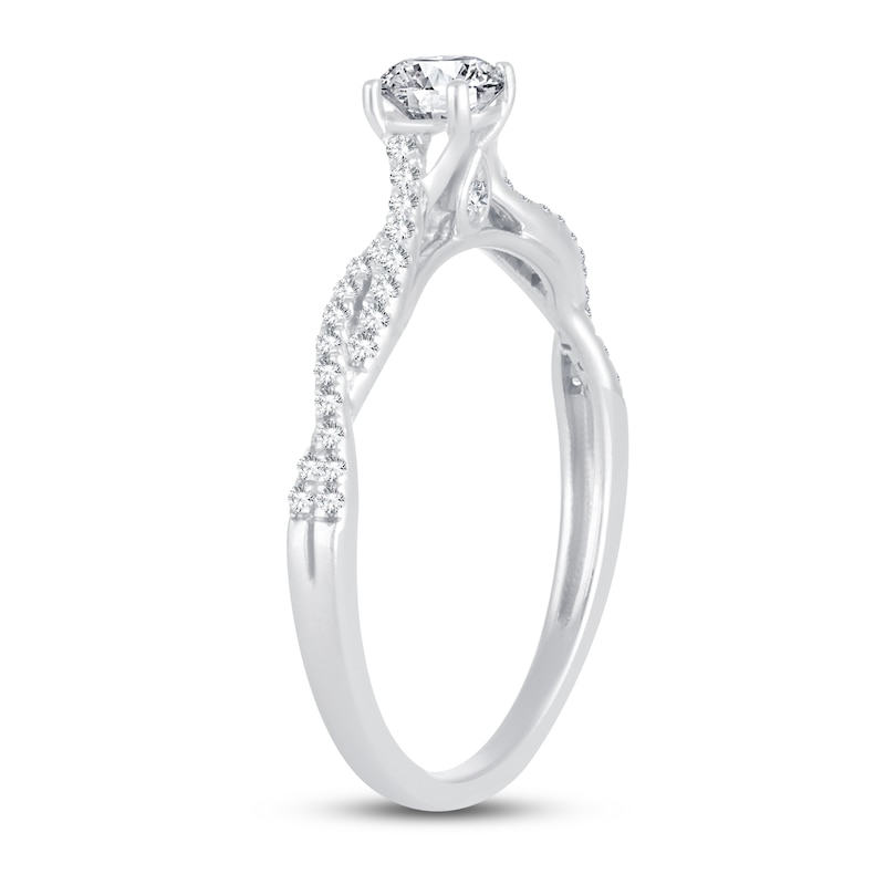 Diamond Engagement Ring 1/2 ct tw Round-cut White Gold Plated
