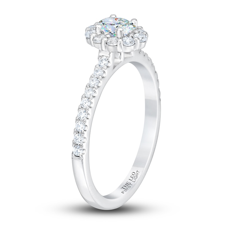 THE LEO First Light Diamond Oval-Cut Engagement Ring 5/8 ct tw White Gold Plated