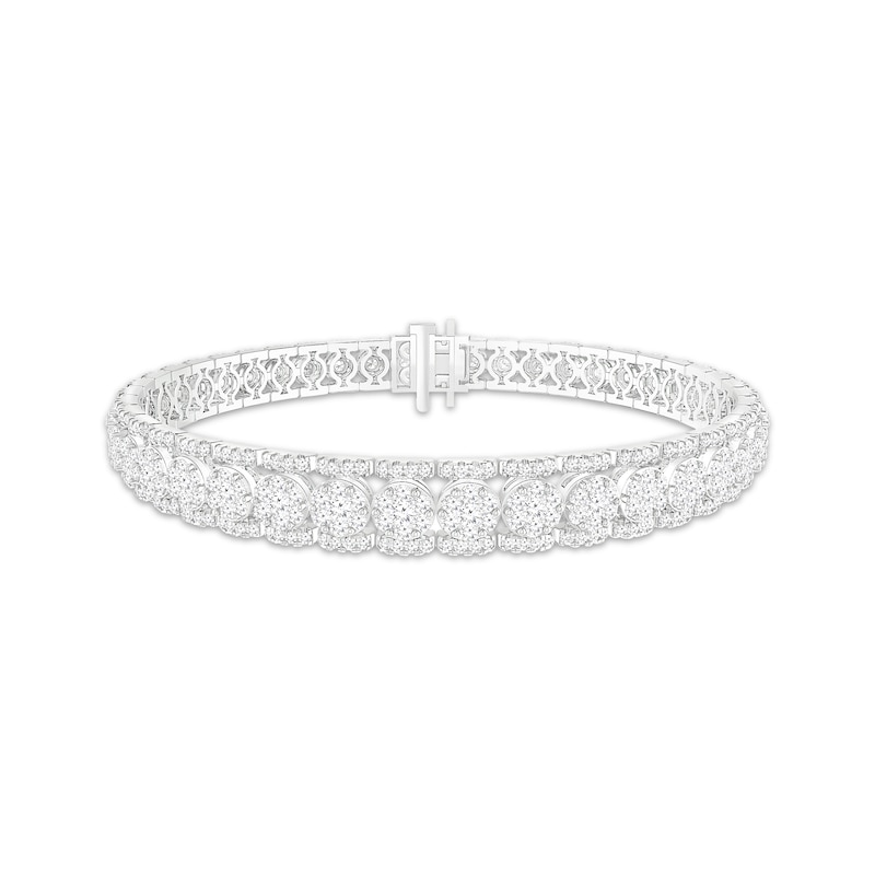 Multi-Diamond Railroad Link Bracelet 5 ct tw White Gold Plated 7.25"