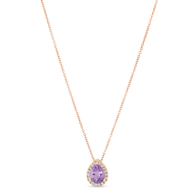 Le Vian Amethyst & Diamond Necklace 1/8 ct tw Strawberry Gold Plated 18"