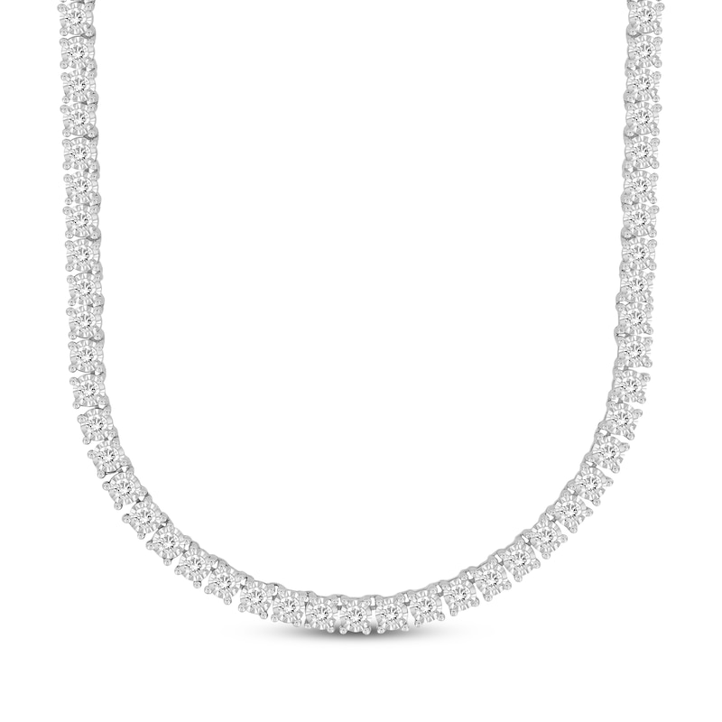 Men's Diamond Tennis Necklace 2-5/8 ct tw White Gold Plated 18"