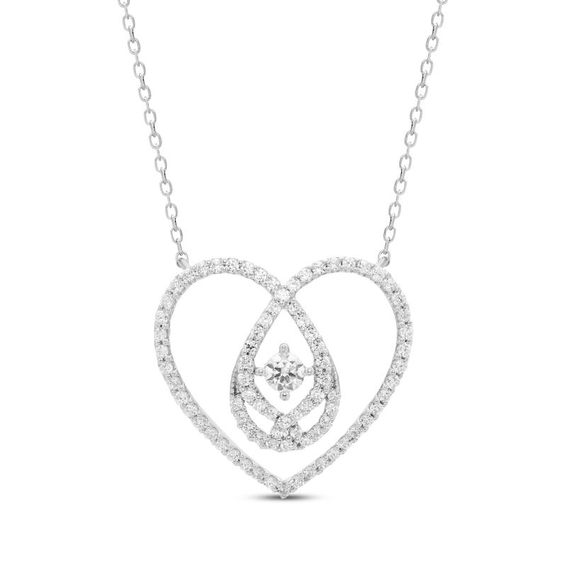 Love Entwined Diamond Heart Necklace 1/2 ct tw White Gold Plated 18"