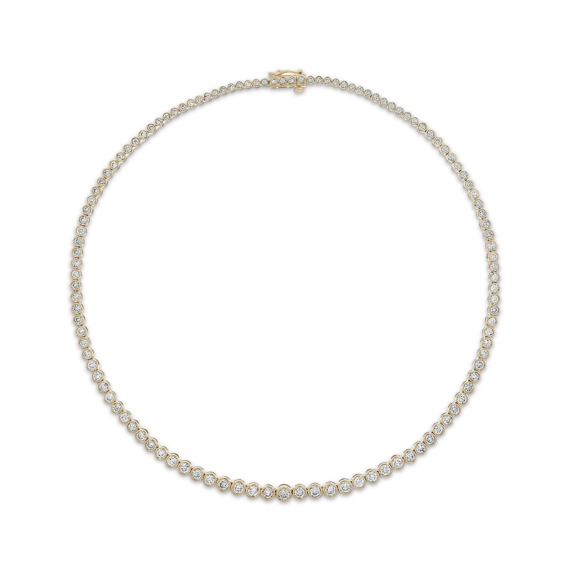 Diamond Graduated Bezel Choker Necklace 8-1/4 ct tw Yellow Gold Plated 16"