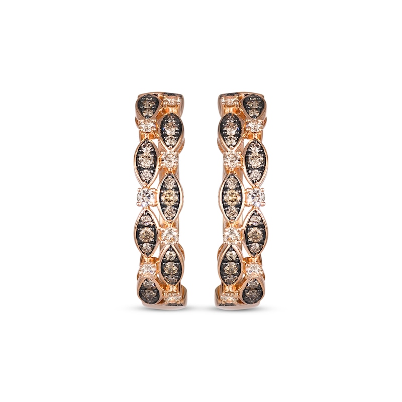 Le Vian Venetian Mosaic Diamond Hoop Earrings 7/8 ct tw Strawberry Gold Plated