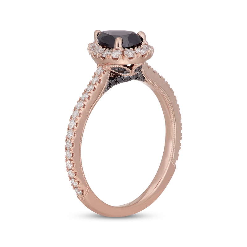 Neil Lane Black & White Diamond Engagement Ring 1-1/8 ct tw Oval & Round-cut Rose Gold Plated