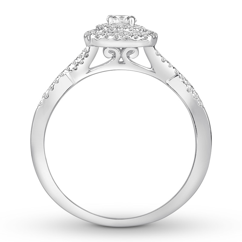 Diamond Engagement Ring 3/8 ct tw Round-cut White Gold Plated