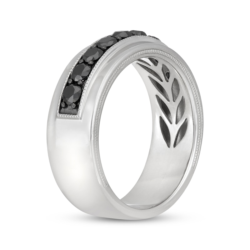 Neil Lane Men's Black Diamond Wedding Band 1 ct tw Round-cut White Gold Plated