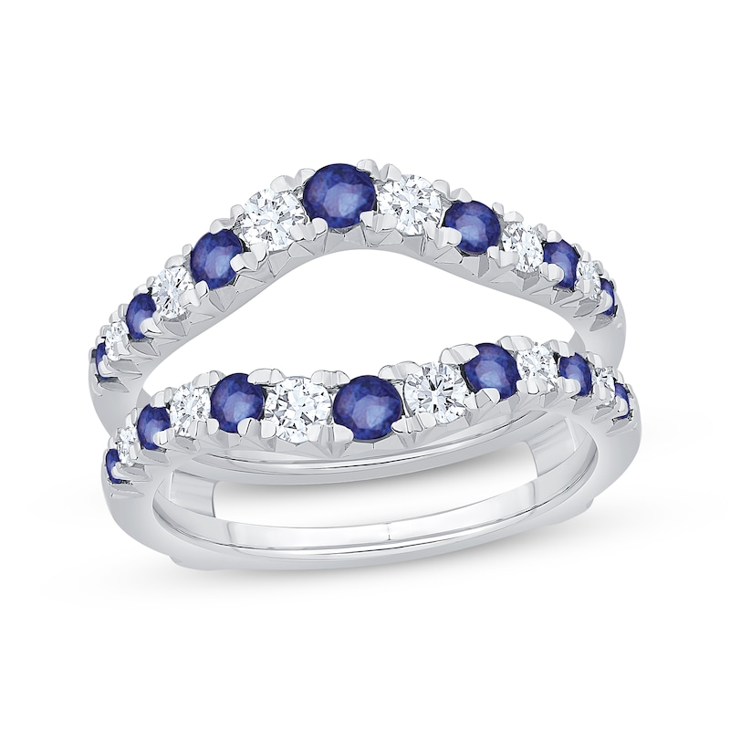 Diamond & Sapphire Enhancer Ring 1/2 ct tw White Gold Plated