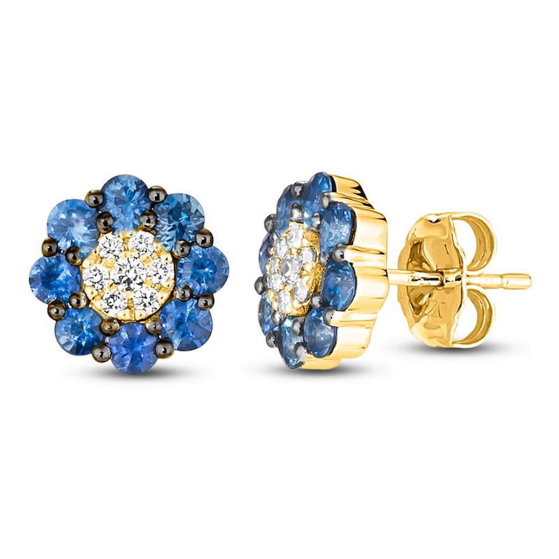 Le Vian Diamond & Sapphire Stud Earrings 1/10 ct tw Diamonds Honey Gold Plated