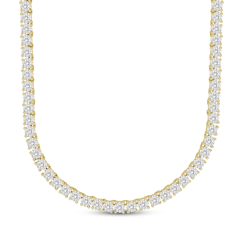 Men's Diamond Tennis Necklace 2-5/8 ct tw Yellow Gold Plated 18"