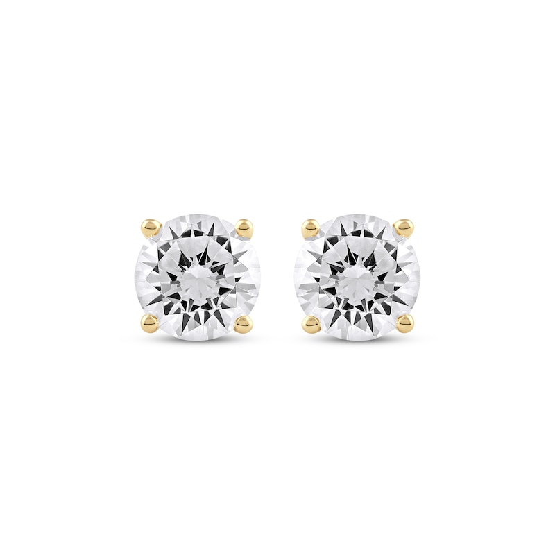 Lab-Created Diamonds by Round-Cut Solitaire Stud Earrings 2 ct tw Yellow Gold Plated