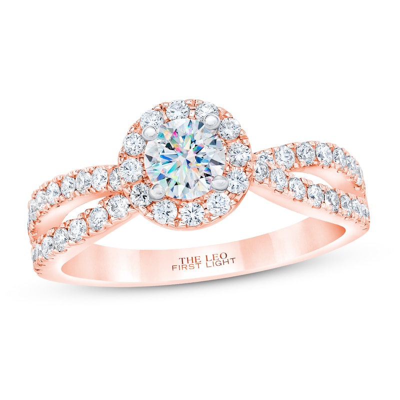 THE LEO First Light Diamond Engagement Ring 7/8 ct tw Round-cut Rose Gold Plated