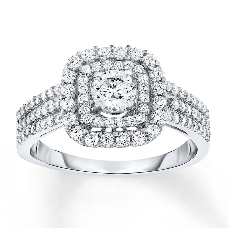 Diamond Engagement Ring 1 ct tw Round-cut White Gold Plated