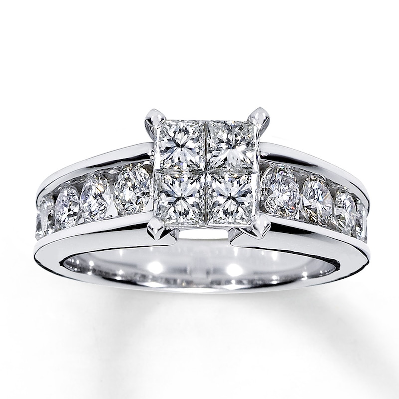 Ring 1-3/4 ct tw Diamonds White Gold Plated