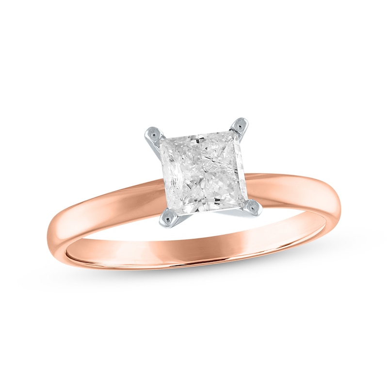 Diamond Solitaire Engagement Ring 1 ct tw Princess-Cut Rose Gold Plated