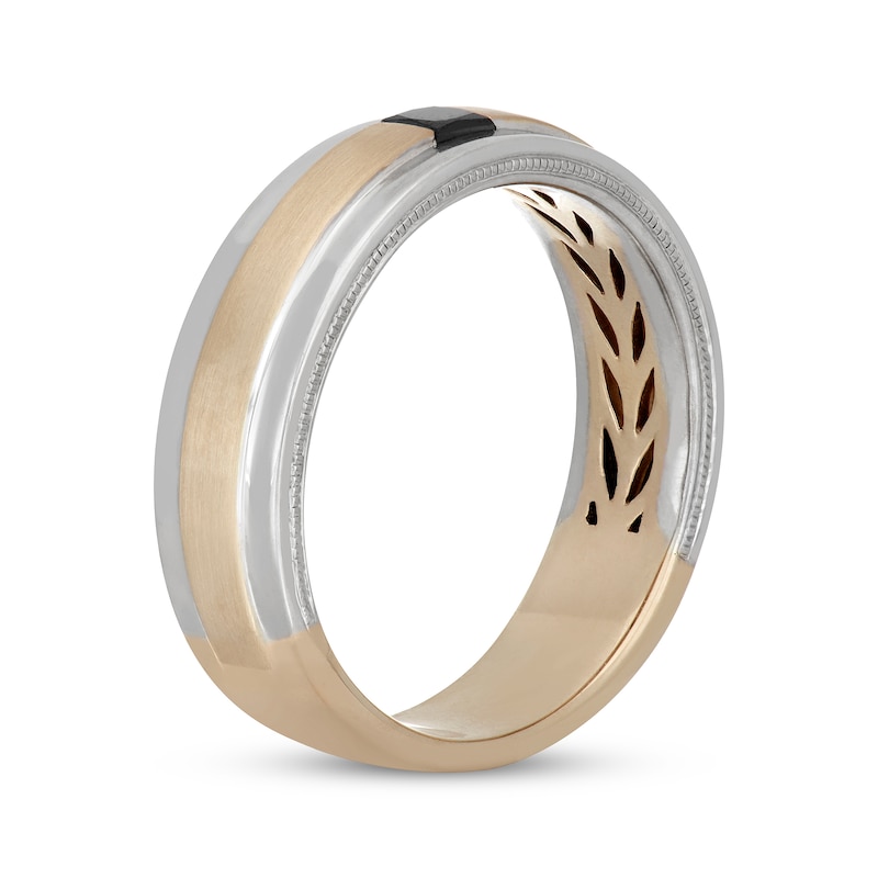 Neil Lane Men's Square-Cut Black Diamond Wedding Band 1/4 ct tw Two-Tone Gold Plated