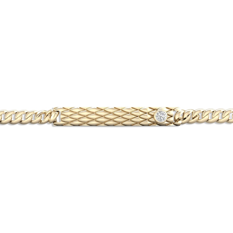 Diamond Solitaire Bezel Tag Bracelet 1/4 ct tw Round-cut Yellow Gold Plated 8.5"