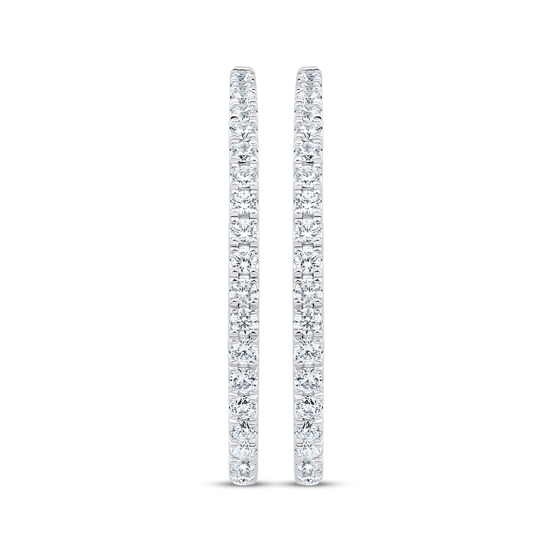 Unstoppable Love Diamond Double Hoop Earrings 1 ct tw White Gold Plated