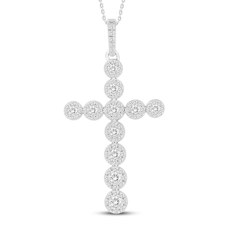 Diamond Cross Necklace 1/2 ct tw Round-cut White Gold Plated 18"