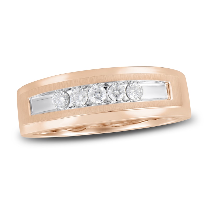 Men's Diamond Wedding Band 1/4 ct tw Round-cut Rose Gold Plated