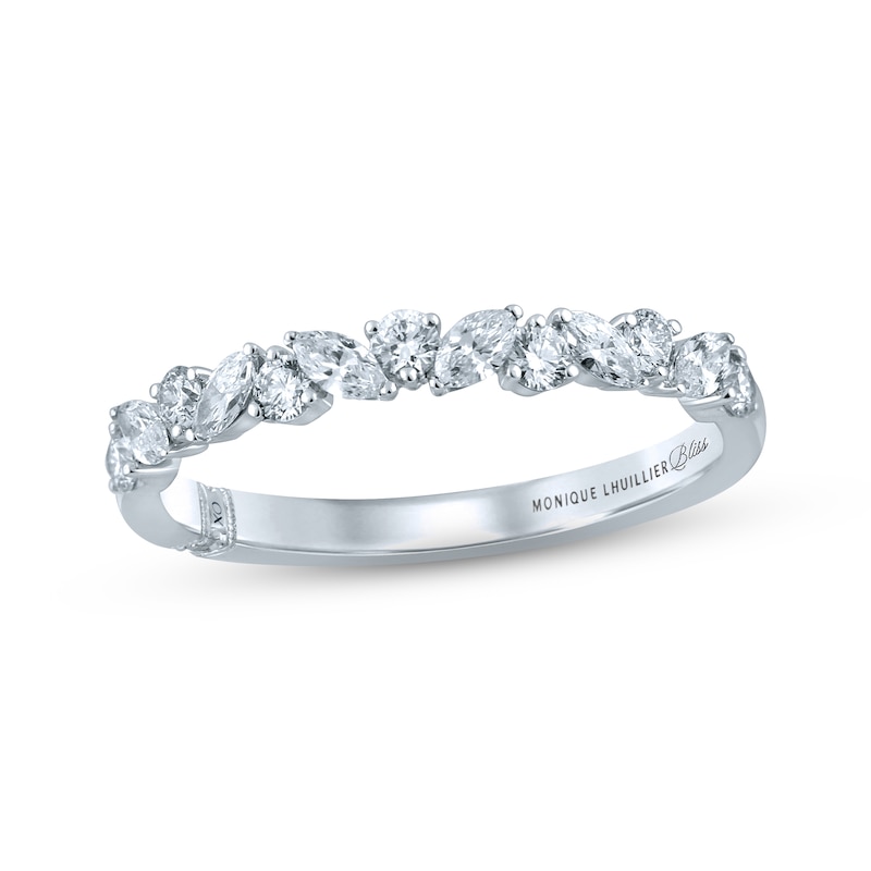 Monique Lhuillier Bliss Diamond Wedding Band 1/2 ct tw Marquise & Round-cut White Gold Plated