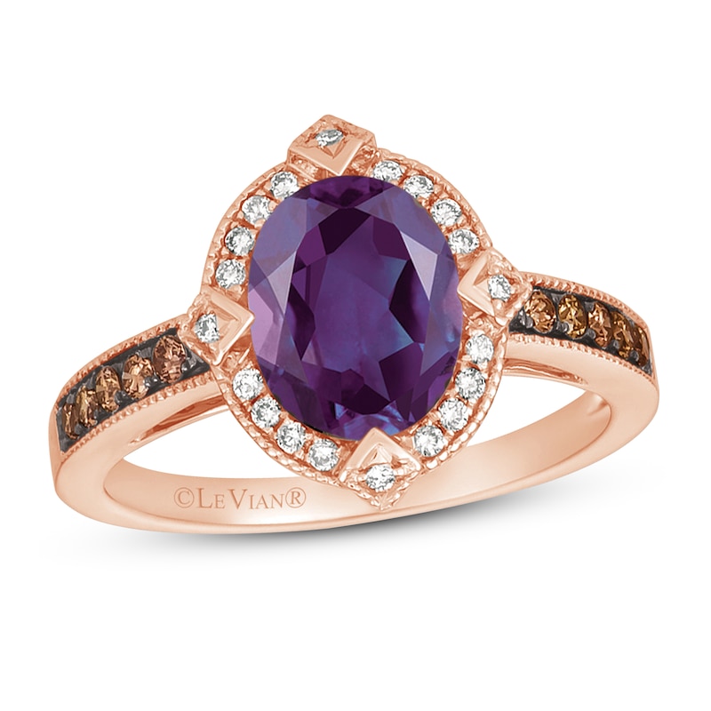 Le Vian Amethyst Ring 1/4 ct tw Diamonds Strawberry Gold Plated